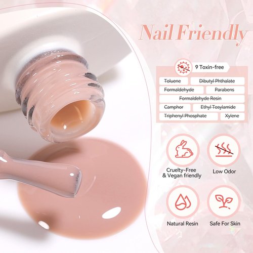 Born Pretty Nude Gel Nail Polish Jelly Light Nude Gel Polish,Sheer Translucent Skin Stone Natural Long Lasting Soak Off Gel Polish Nail Art DIY 15ML