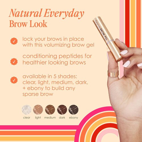 Grande Cosmetics GrandeBROW-FILL Volumizing Brow Gel - Tinted or Clear Eyebrow Mascara | Soft Flexible Hold, Water Resistant