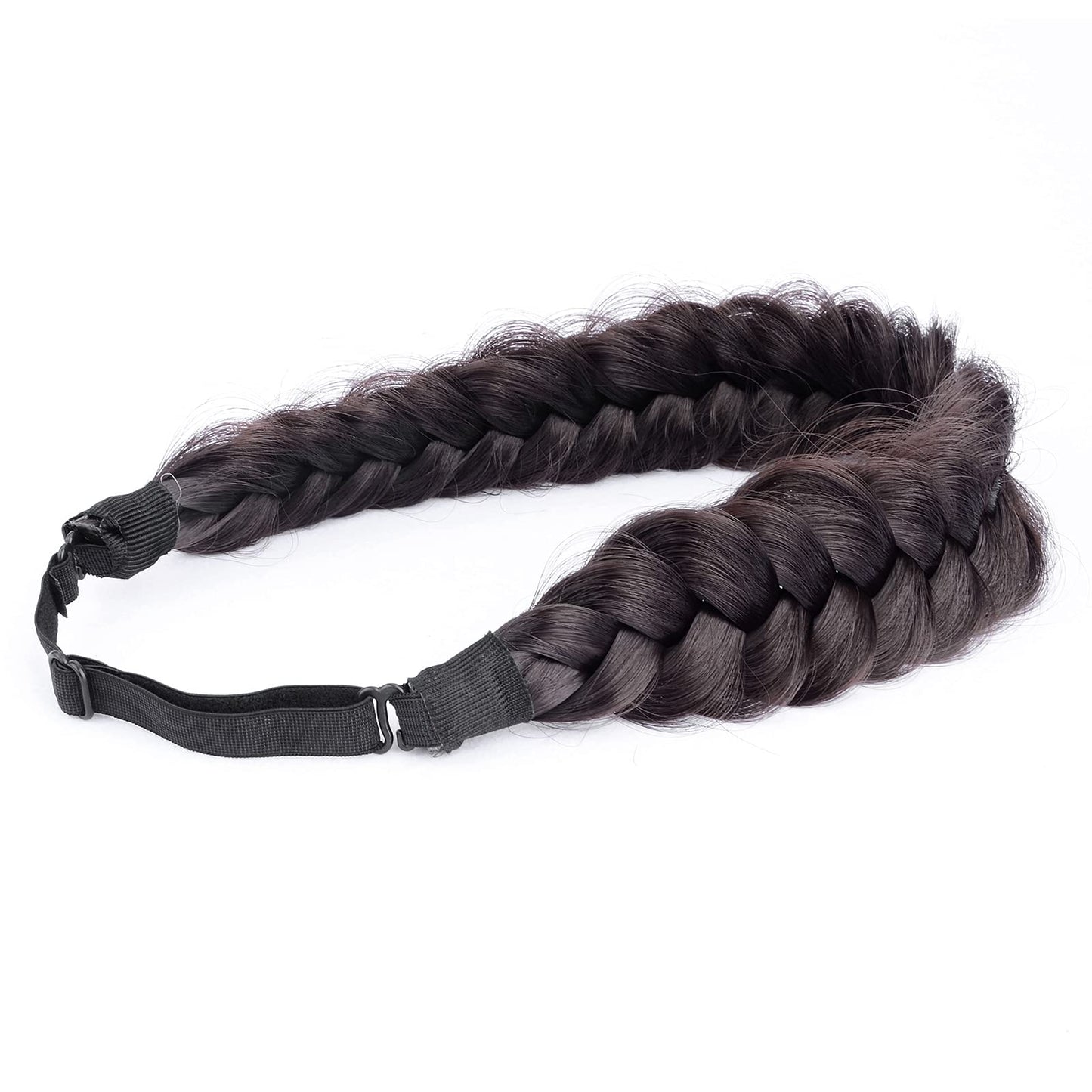 Gledola messy Synthetic Hair Braided Headband Classic Chunky Wide Plaited Headband for Women Girl Beauty (Deep Brown)