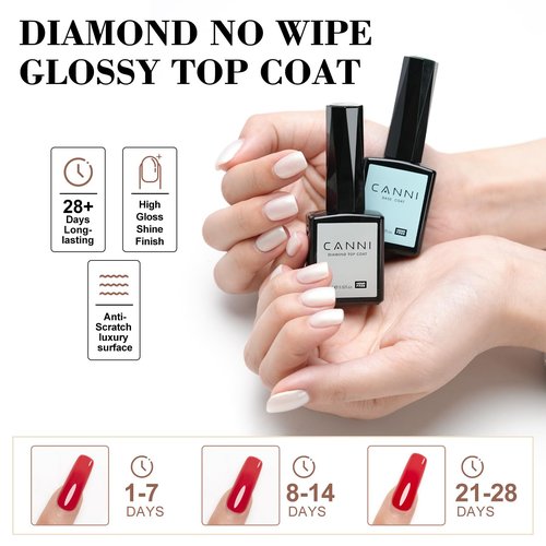 CANNI 2 Pcs 9ml Gel Base Top Coat Gel Polish Set - Shine Finish and Long Lasting, Soak Off LED Nail Lamp Base Top Coat DIY Nail Salon Manicure Gifts for Women