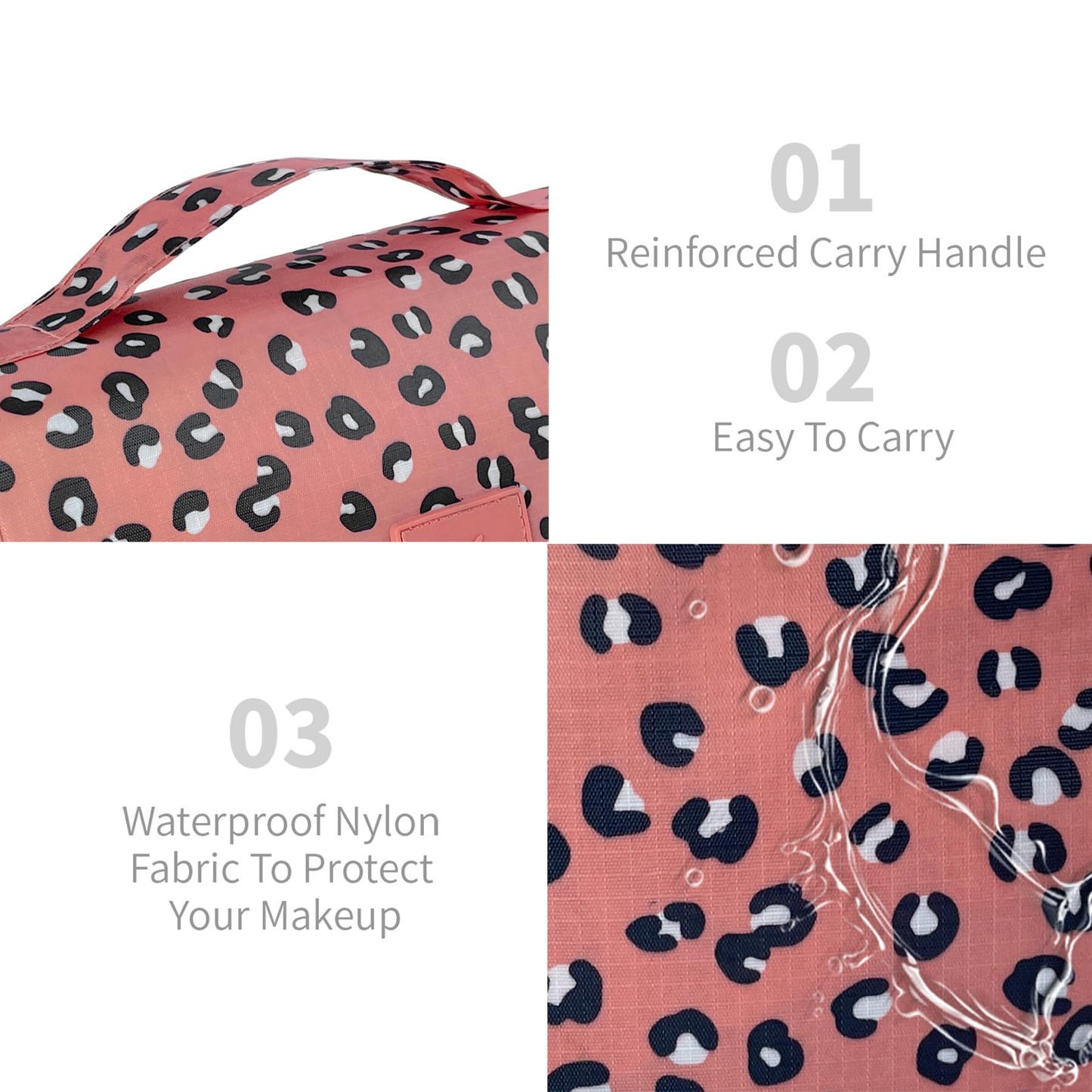 Lcsmaokin Large Capacity Toiletry Bag Travel Bag with Hanging Hook for Men and Women Waterproof Travel Cosmetic Bag Bathroom Storage Bag for Brushes Set,Full-Sized Shampoo,Accessories -Grey Flamingo