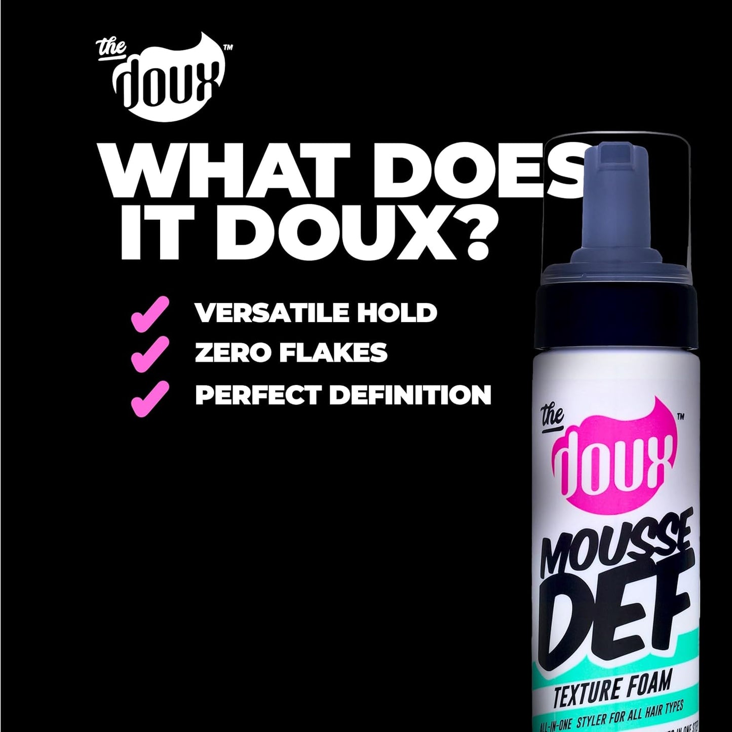 The Doux Multi-Use Mousse for Curly Hair - Defining Foam for Volume, Shine & Curl Definition | Perfect for Textured Hair