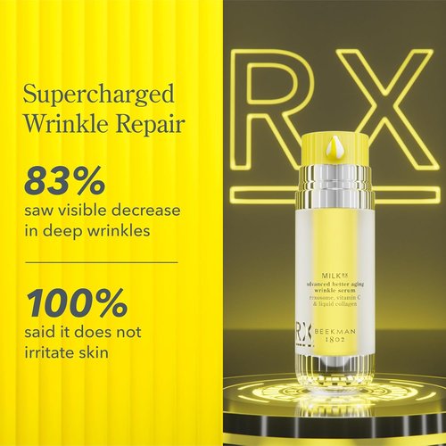 Beekman 1802 Milk RX Advanced Anti-Aging Wrinkle Serum - Collagen & Vitamin C with Peptides & Goat Milk Exosomes