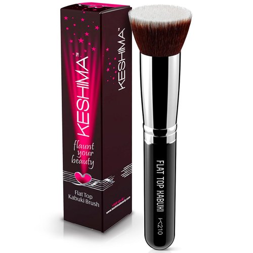 KESHIMA Flat Top Kabuki Foundation Brush - Premium Makeup Tool for Liquid, Cream & Powder - 1.2" Diameter
