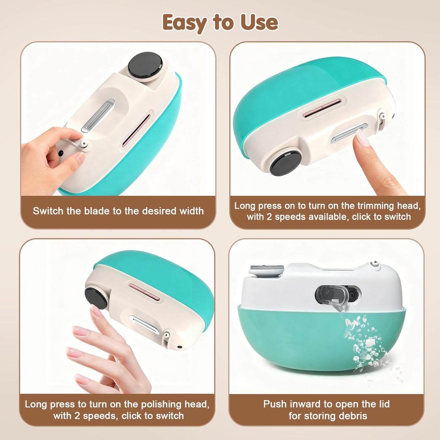 Electric Nail Clipper, Adjustable Blade Opening for Thick Nails, Electric Nail Clippers for Seniors & Adults, Baby Electric Nail Trimmer, Automatic Nail Clipper for Fingernail & Toe (Upgraded White)