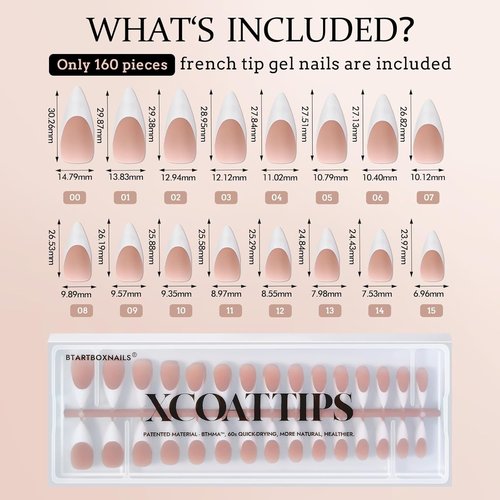 BTArtbox French Gel Nail Tips - Brown Long Stiletto Press-On Nails for DIY Nail Art