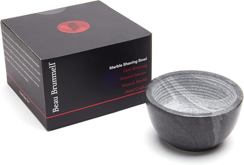 Beau Brummell Marble Shaving Soap Bowl - Handmade 100% Natural Marble with Interior Grooves for Luxurious Hot Shave Experience