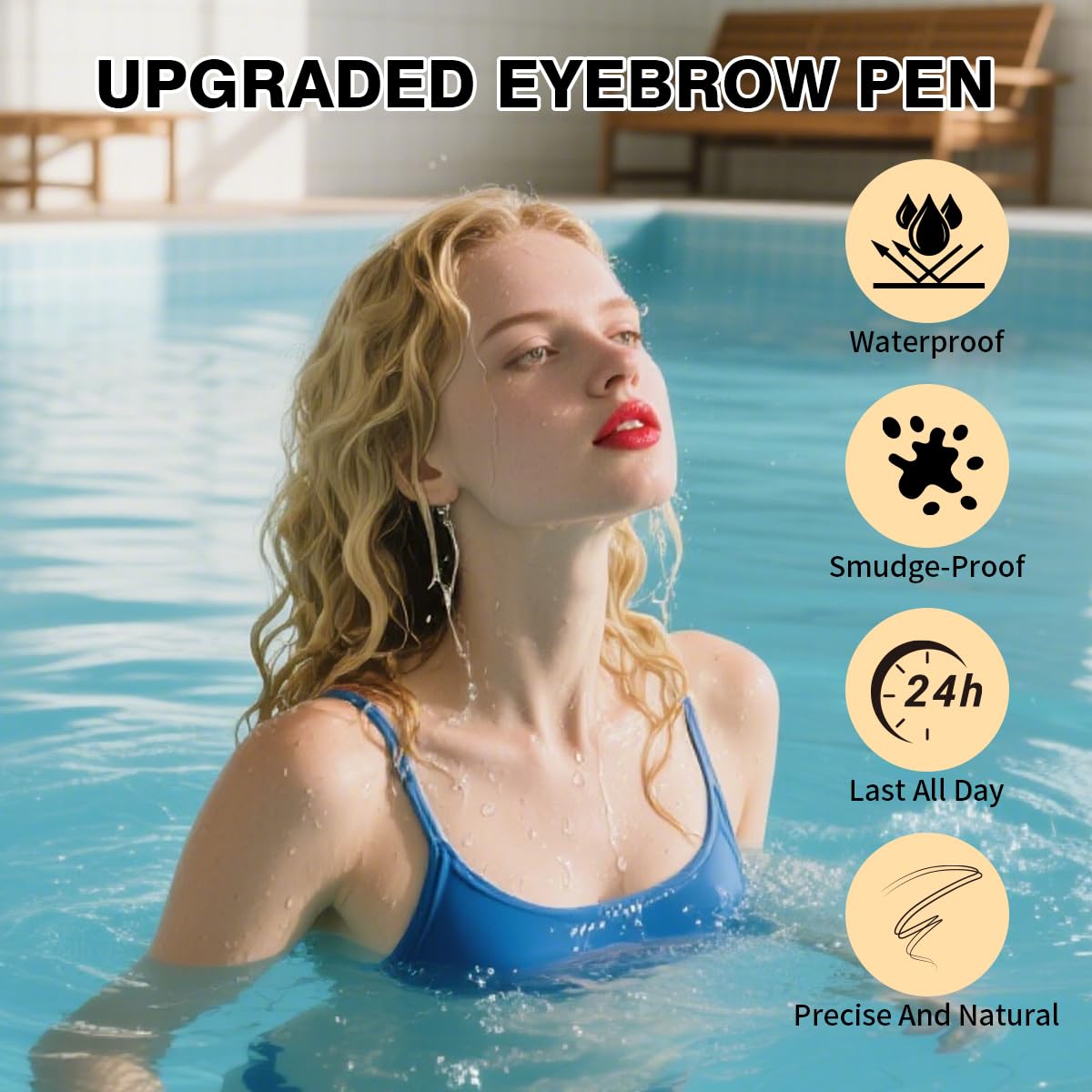 Skiennix Microblading Eyebrow Pencil - 2-in-1 Dual-Ended Pen with Precise Brush Tip | Dark Brown, Waterproof & Long-Lasting
