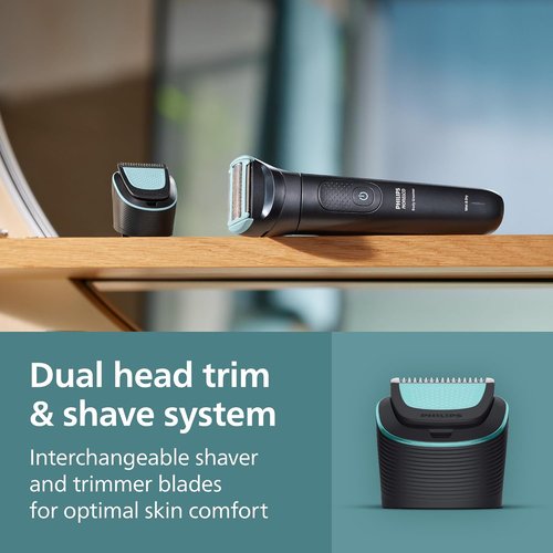 Philips Norelco Body Groomer 5000 Series - Dual 100% Showerproof Hair Trimmer & Shaver for Men | BG5495/50