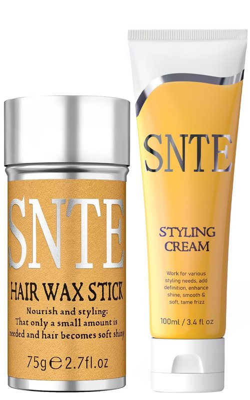 Samnyte Hair Wax Stick & Styling Cream Kit, Slick Back Hair Products for Women, Kids, Non-greasy Fly Away Stick for Hair, Hair Styling Accessories for Buns, Braiding
