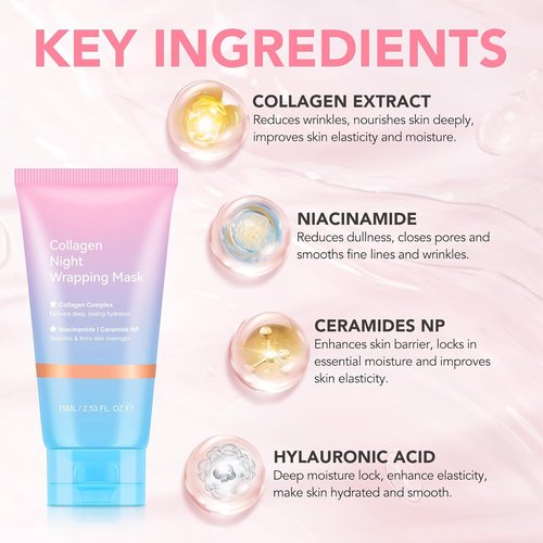 Frovetani Collagen Night Mask - Hydrolyzed Collagen Peel Off for Hydration & Elasticity | 150ml