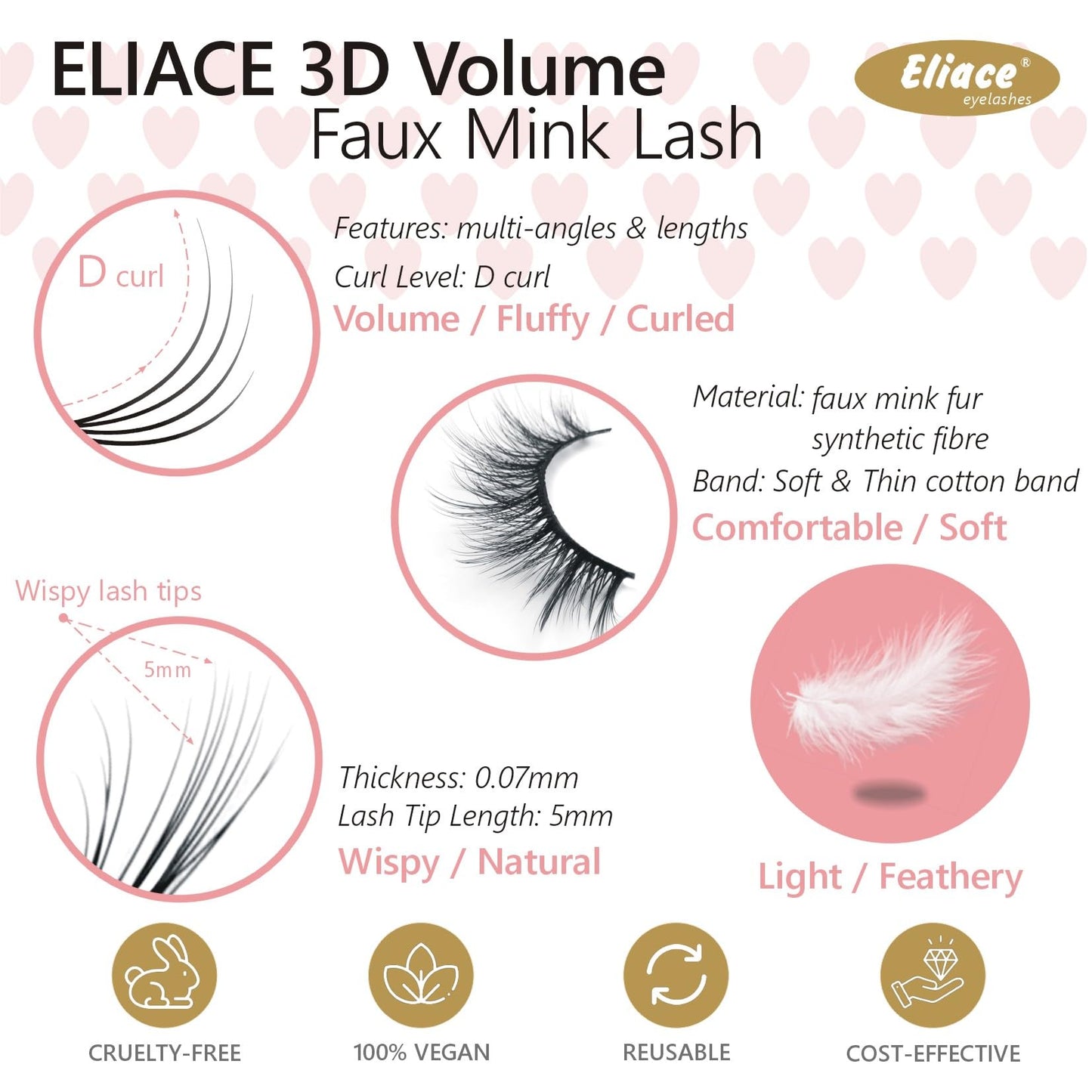 Eliace Lashes Fluffy Wispy Lashes Natural Lashes Wispy False Eyelashes Natural Cat Eye Lashes Faux Mink Lashes Pack, Comfortable Soft & Reusable (14mm) Fake Eyelashes for Women 15 Pairs | Alice