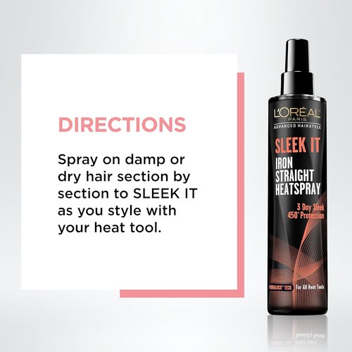 L'Oréal Paris Advanced Hairstyle Sleek It Heat Spray - Smooth & Protect Hair, 5.7 Ounce