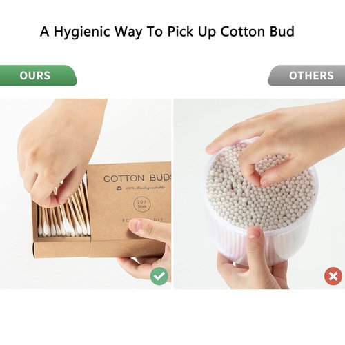 Bamboo Cotton Swabs - Eco-Friendly 400 Count Cotton Buds for Gentle Ear Cleaning