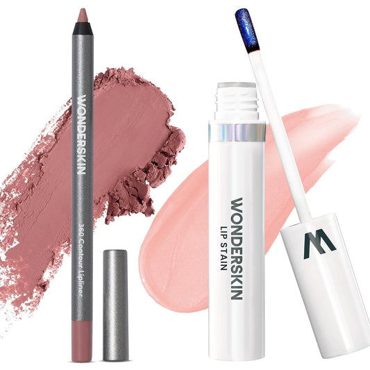 Wonderblading Lip Stain Peel Off Masque - Adore with 360 Contour Lipliner - Blush Shade