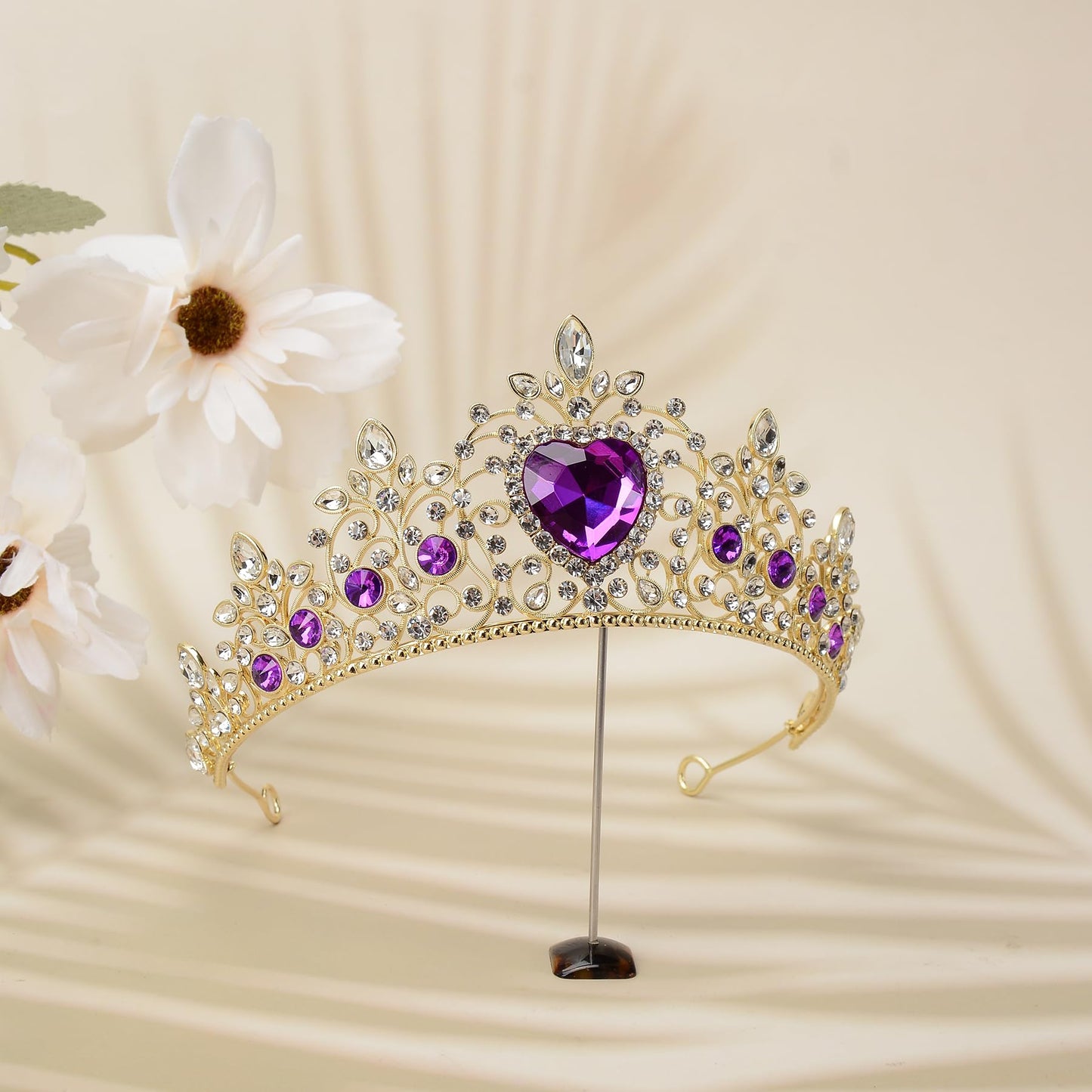 S SNUOY Tiaras and Crowns for Women Crystal Queen Crowns Rhinestone Princess Tiaras Hair Accessories for Bridal Birthday Prom Party - February Amethyst