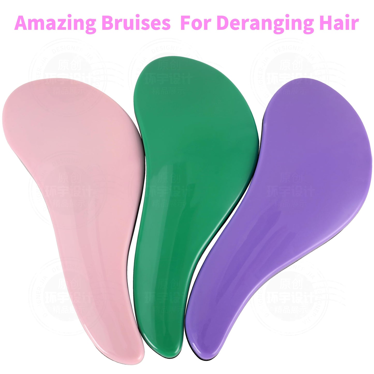 79STYLE 3pcs Detangler Brush Tangle Free Hair Brushes For Kids Knot Free No Pain Detangling Kids Hair Brush Combs For Curly Fine Hair (Size 7.4 Inch -Purple)