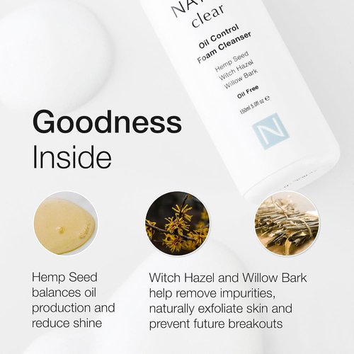 Natio Australia Clear Oil Control Foam Cleanser - Acne Face Wash with Tea Tree & Witch Hazel | 5 oz for Oily Skin