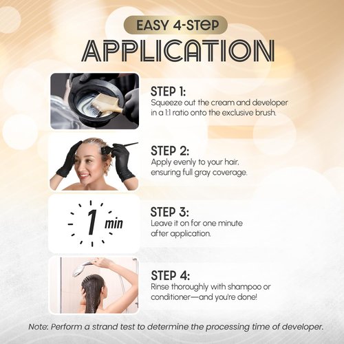 Herbishh Korean Hair Dye Cream & Developer - Ammonia-Free Permanent Color for Gray Coverage | Natural Black (2.03 fl oz Each)