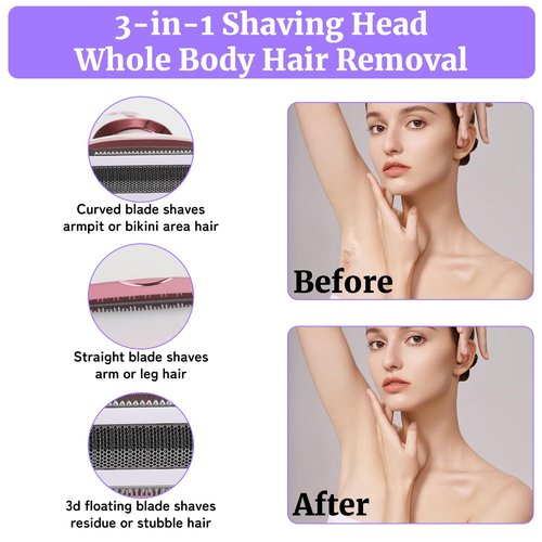 Beanify Electric Razors LED Display for Women Men, 2025 Wet/Dry Lady Shaver,4 in 1 Cordless Hair Remover with IPX7 Waterproof,Smooth & Silky Portable Bikini Electric Grooming Set (Pink)