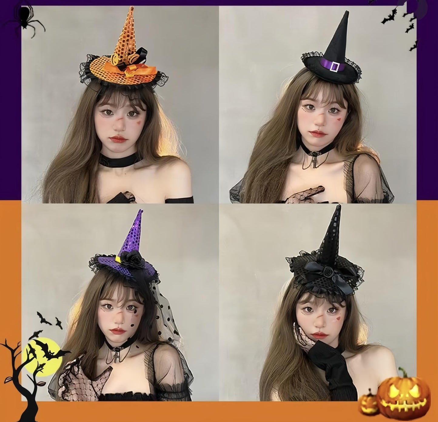 Delicate Dew Women Halloween Witch Hat Headband Girls Glitter Feather Headpiece Wizard Costume (Sequin Black)