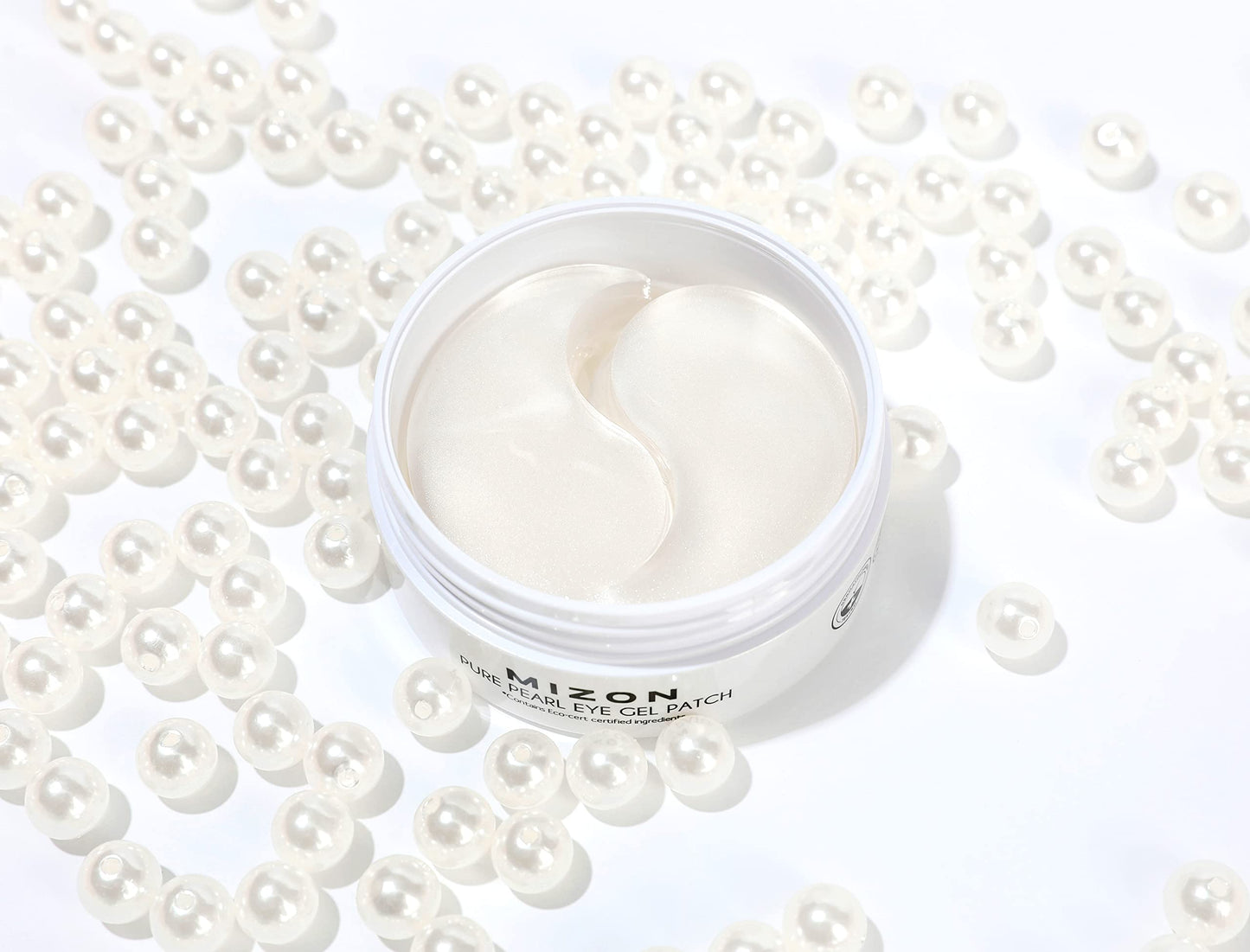 MIZON Pure Pearl Eye Gel Patch with Pearl, Diamond Powder, and Niacinamide for Radiance, Firming, and Nourishment – 60pcs – Improves Dark Circles and Luminosity