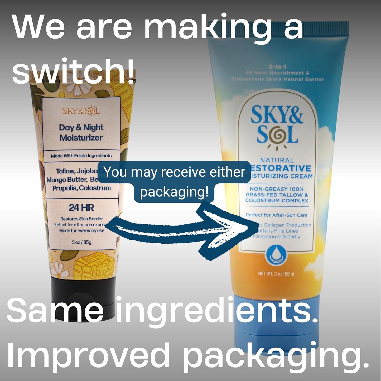 Sky and Sol Everything Cream - 100% Grass Fed Beef Tallow Moisturizer for Face & Body | Safe Edible-Grade Ingredients | 3 oz