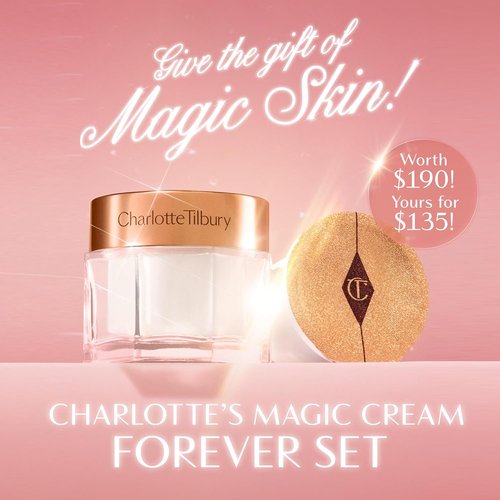 Charlotte Tilbury Magic Cream Forever Set - Firming & Hydrating Face Cream with Vitamins C & E, Peptides & Hyaluronic Acid - Includes Refill Capsule