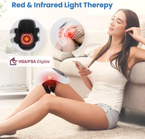 FSA Eligible Knee Massager with Heat and Red Light for Pain Relief, HSA Eligible Cordless Knee Massager with Vibration for Comfort & Relaxation, Gift for Mom, Dad, Grandma & Grandpa, Seniors
