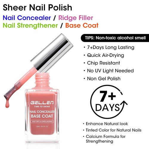 GELLEN 4-In-1 Nail Concealer Base Coat - Dusty Rose Pink, Quick Dry, Hema-Free, Non-Toxic Formula