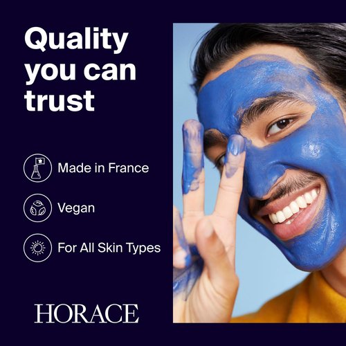 HORACE Purifying Face Mask for Men - Deep Cleanse with Kaolin Clay & Blue Everlasting Flower - Unscented, 2.45 fl. oz.