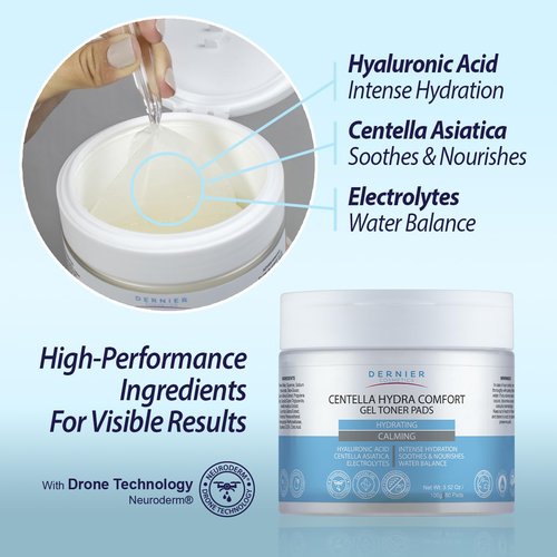 Regine Switzerland Gel Toner Patches - Hydrating Hydrogel Pads with Gotu Kola | Moisturizing & Calming Treatment - 100g, 80 Pads