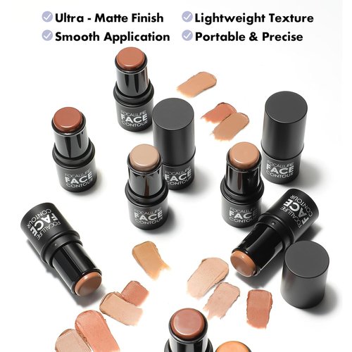 FOCALLURE Cream Contour Stick - Matte Bronzer for Professional Face Shaping | Long-Lasting, Sweatproof, Brown