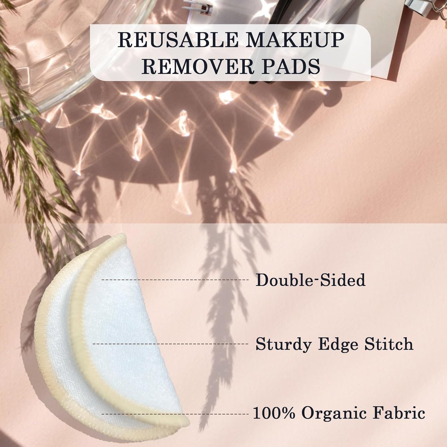 Skiennix Reusable Makeup Remover Pads - 30 Soft Bamboo Cotton Rounds for Skincare & Cleansing | Washable with Mesh Bag