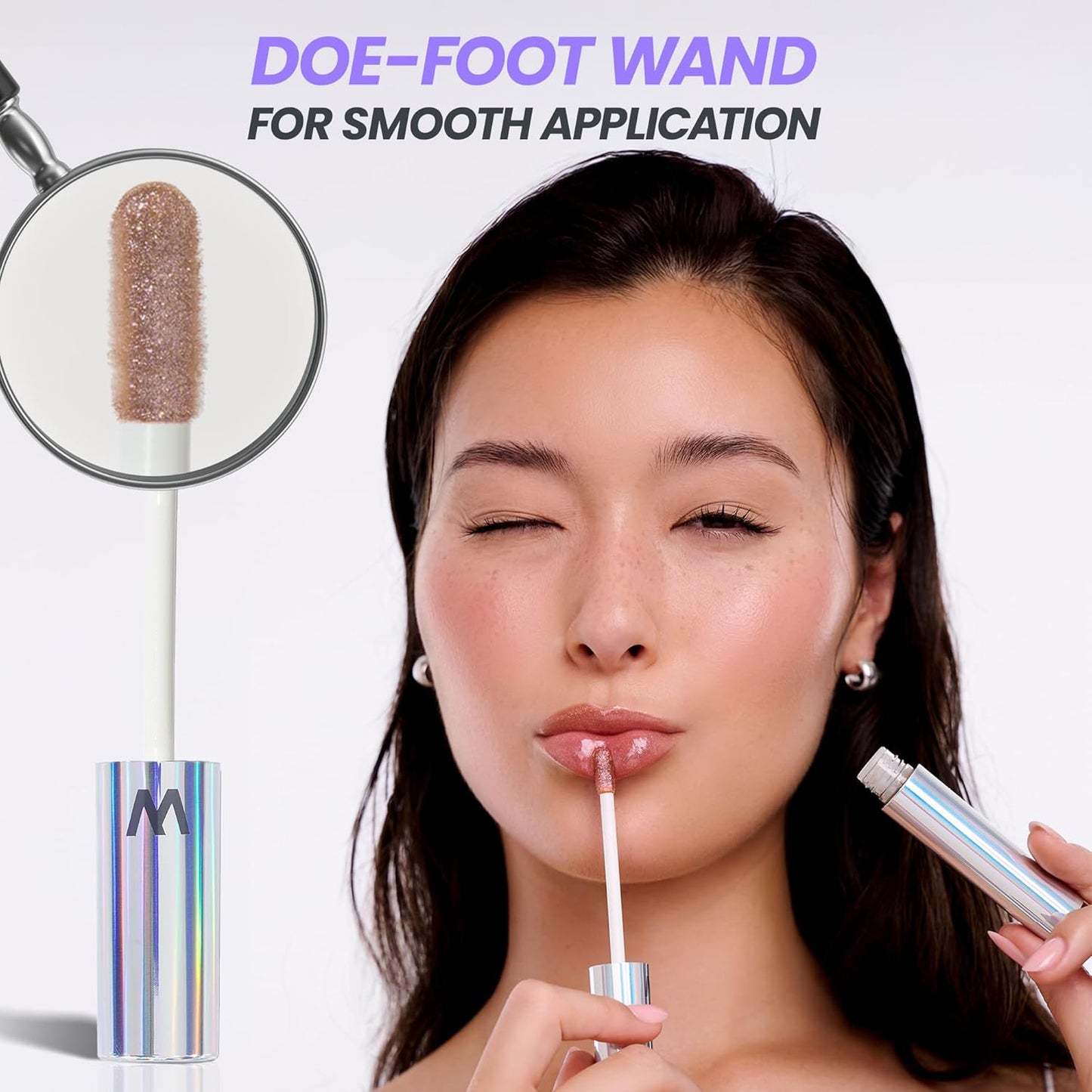Wonderskin Lip Gloss - Hydrating Gold Glitter Blading Top Gloss for High Shine Finish