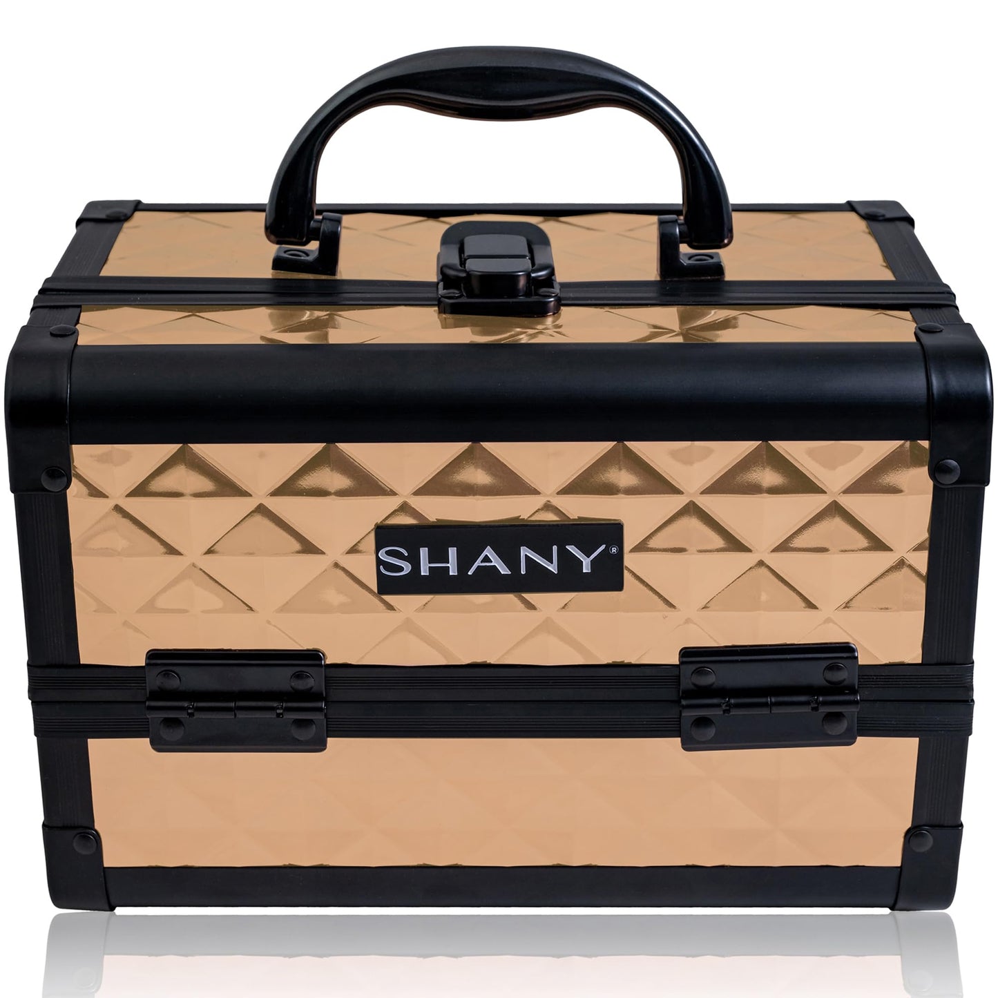 SHANY Chic Makeup Train Case Cosmetic Box Portable Makeup Case Cosmetics Beauty Organizer Jewelry storage with Locks, Multi trays Makeup Storage Box with Makeup Mirror - ROSA