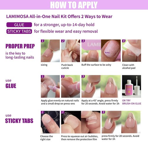 LAMIMOSA 32Pcs Chrome Press On Nails Short Square - Soft Gel Fake Nails in 16 Sizes, Reusable Glue on Nails kit, RAINBOW