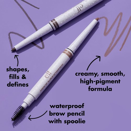 e.l.f. Instant Lift Waterproof Eyebrow Pencil, Dual-Ended with Precision Tip & Spoolie, Smudge-Resistant Formula for Natural, Long-Lasting Brows, Taupe