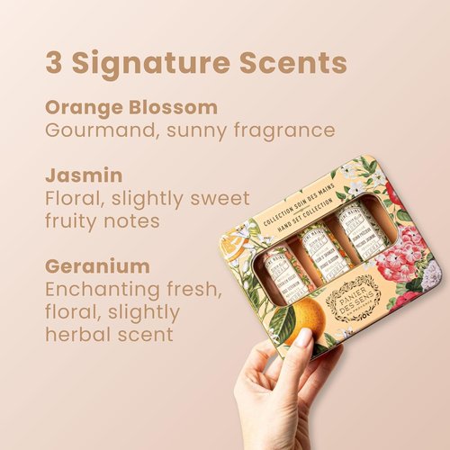 Panier des Sens - Mini Hand Cream Set - Natural Moisturizing Gift for Women - Orange Blossom, Jasmine, Geranium | 3 Travel Size 1 Fl Oz