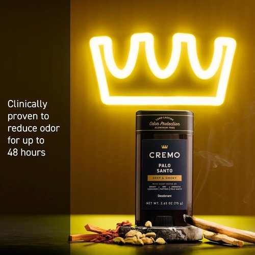 Cremo Palo Santo Deodorant for Men - Aluminum-Free, 48-Hour Odor Protection | 2.65oz