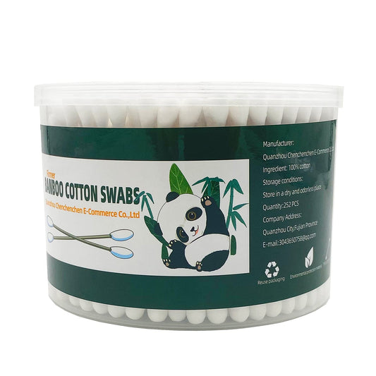 Skiennix XL Size Organic Bamboo Cotton Swabs - Extra Absorbent Biodegradable Double Tips