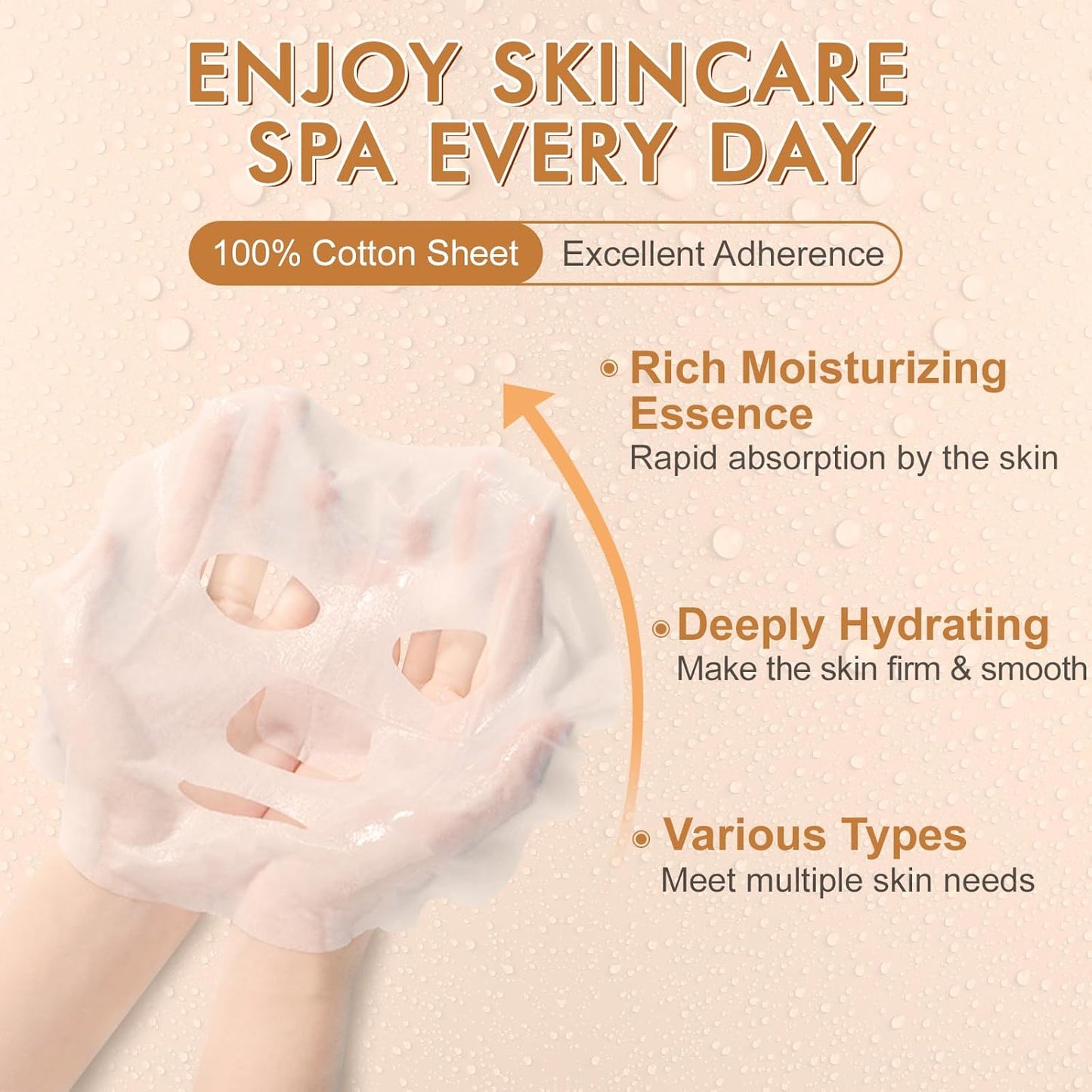 Skiennix Collagen Essence Face Masks - Hydrating Sheet Masks for Dry & Sensitive Skin | 60 Pack