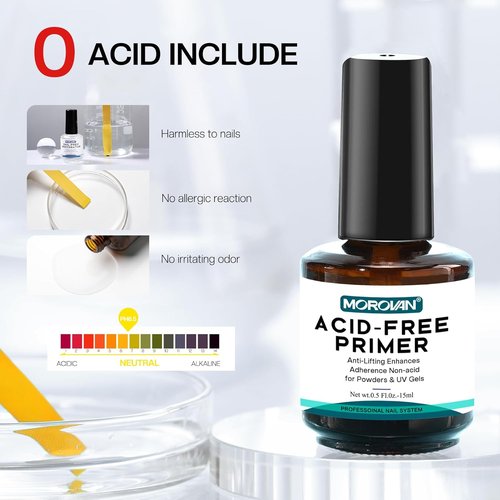 Morovan Professional Nail Prep Primer - Acid-Free Dehydrator for Acrylic & Gel Polish | Fast-Dry Bonding Agent Gift Set