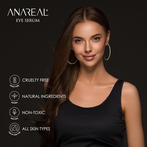 ANAREAL Eye Cream for Dark Circles - Caffeine Eye Serum & Roller for Men | Reduces Puffiness