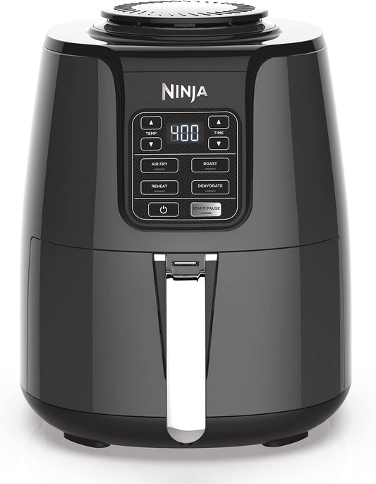 Ninja | Air Fryer | 4 QT Capacity | 4-in1 Roast, Crisp, Roast, Reheats, & Dehydrates | Dishwasher Safe Parts | Includes 20 Easy & Healthy Recipes | Compact | Grey | AF101