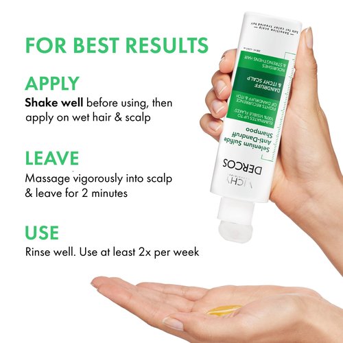 Vichy Dercos Anti Dandruff Shampoo, Dry Scalp Treatment and Itch Relief. Prescription Strength Comparable to 2% Ketoconazole, for Mild to Severe Dandruff-Prone Hair & Flaky, Itchy Scalps, 6.76 Fl. Oz