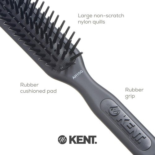 Kent AH10G Airhedz Pro Narrow Pin Hair Brush - Detangle Long, Thick & Curly Hair | Scalp Massager in Grey