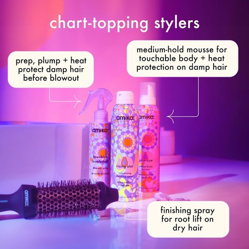 Amika Rising Star Volumizing Finishing Spray - Lightweight Hold & Shine | 8 oz