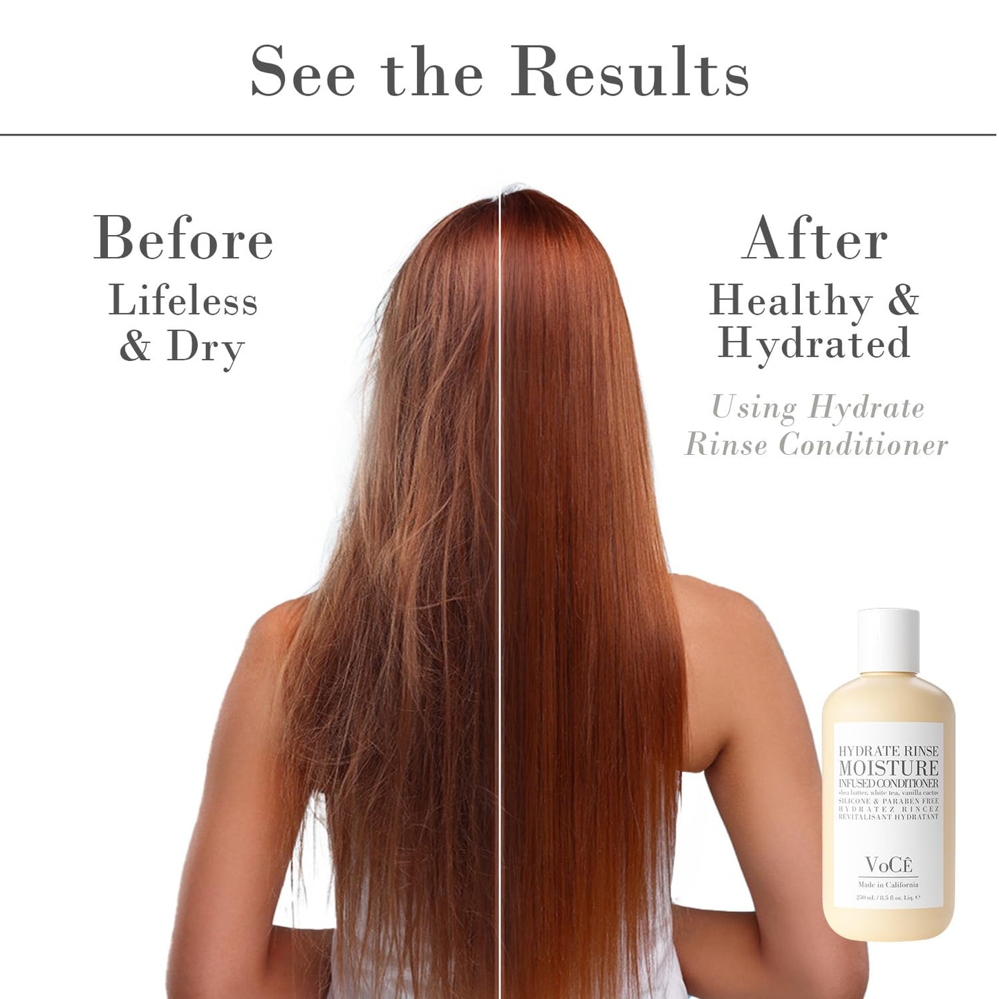 VoCÊ Haircare Natural Hydrating Conditioner - Deep Moisturizing, Anti-Frizz Formula | Vegan & Sulfate-Free, 8.5 oz