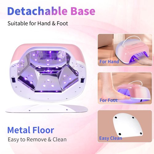 Kikugu Professional Rechargeable UV LED Nail Lamp,96W Cordless UV Light for Gel Nails with Metallic Reflector & Metal Base, Fast Curing Lamp Manicure,Pedicure,Ideal for Nail Salon(Orange Purple)